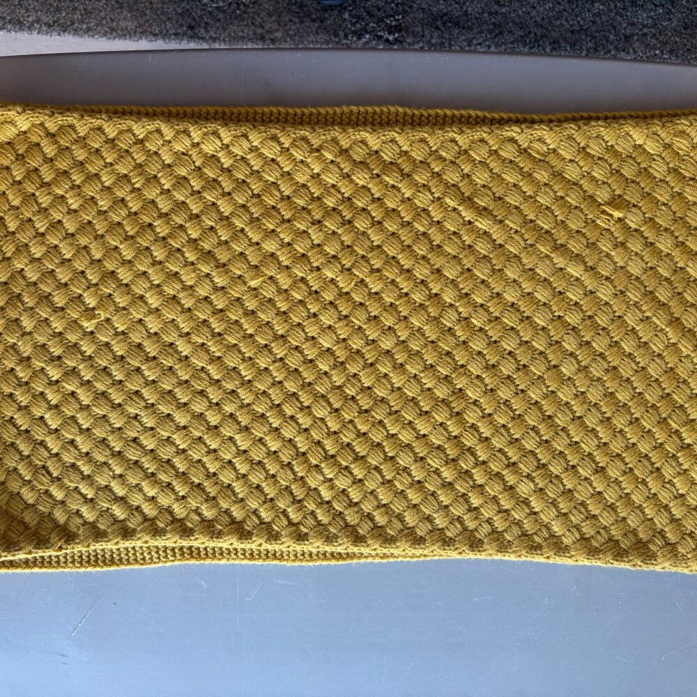 Gold Knit Infinity Scarf, two knit patterns